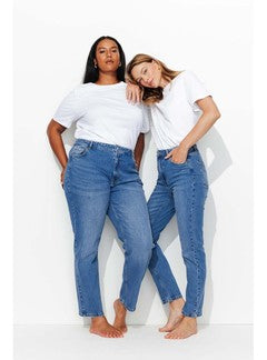 Marcel Jean Mom Taille Haute - Jeans Uni Fonce