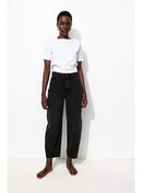 Jean Barrel Taille Haute - Noir Uni Fonce