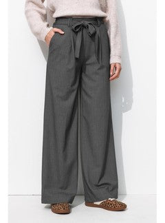 Pantalon Large et Rayé Femme - Gris Raye