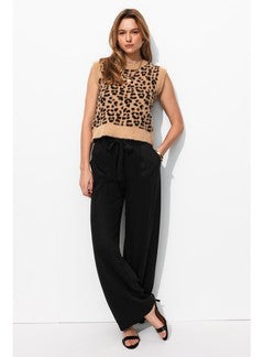 Pantalon Large Version Longue - Noir Uni Fonce