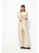 Pantalon Large Rayures Tennis - Naturel Raye