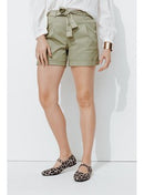 Short à Pinces + Ceinture - Kaki Uni Clair