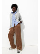Pantalon Large en Satin Femme - Grège Uni Fonce
