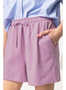Short en Molleton Uni Femme - Violet Uni Colore