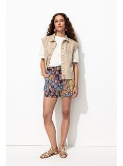 Short Effet Patchwork Femme - Multicolore Imprime