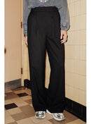 Billy Pantalon Large Femme - Noir Uni Fonce