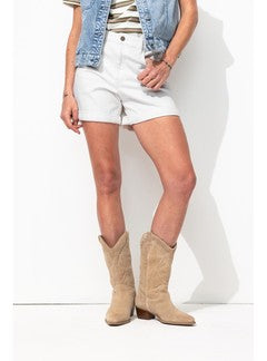 Short en Toile Femme - Blanc Uni Clair