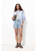 Short en Toile Femme - Jeans Uni Clair