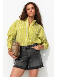 Short en Toile Femme - Jeans Uni Fonce