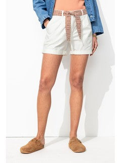 Short à Pinces Ceinturé - Blanc Uni Clair