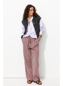 Pantalon en Gaze de Coton - Violet Uni Colore