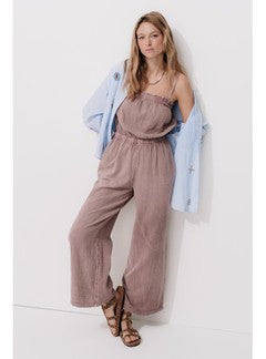 Combipantalon en Gaze de Coton - Violet Uni Colore