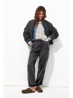 Pantalon Chino en Lyocell - Noir Uni Fonce