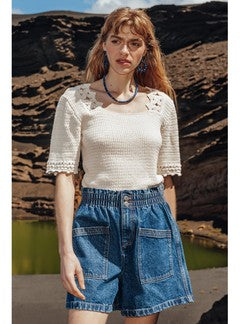 Short en Jean Femme - Jeans Uni Fonce