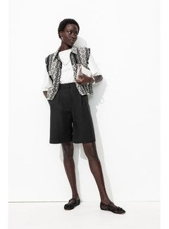Bermuda Chic en Lyocell - Noir Uni Fonce