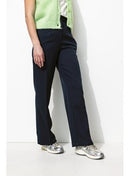 Pantalon Large Côtelé Femme - Bleu Uni Fonce