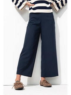 Pantalon Large Cropped - Bleu Uni Fonce