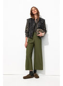 Pantalon Large Cropped - Kaki Uni Fonce