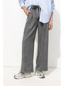 Pantalon Large Taille Haute - Gris Uni Fonce