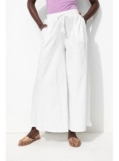Pantalon Large en Jersey Femme - Blanc Uni Clair