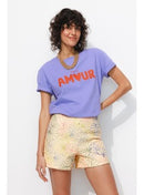 Short Matelassé Brodé Femme - Naturel Imprime