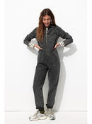 Combinaison-pantalon en Jean - Noir Uni Fonce