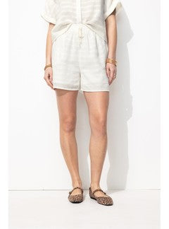 Short Taille Haute Femme - Naturel Uni Clair