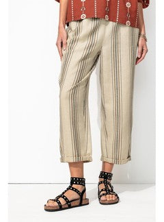 Pantalon Court Rayé Femme - Multicolore Imprime