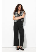 Pantalon Large en Coton Femme - Noir Uni Fonce