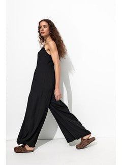 Combi-pantalon à Bretelles - Noir Uni Fonce