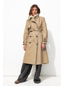 Trench Long Ceinturé Femme - Naturel Uni Clair