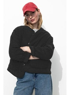 Veste Matelassée Femme - Noir Uni Fonce