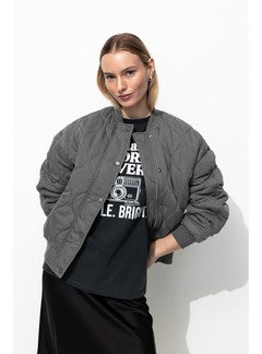 Bomber en Lyocell Matelassé - Gris Uni Fonce