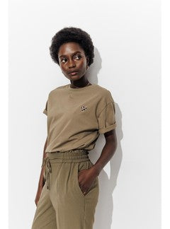 T-shirt Coeur Femme - Kaki Uni Fonce