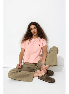 T-shirt Coeur Femme - Rose Uni Colore