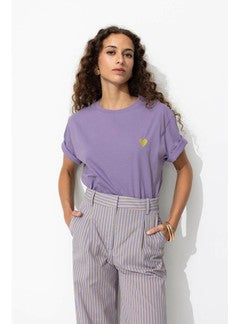 T-shirt Coeur Femme - Violet Uni Colore