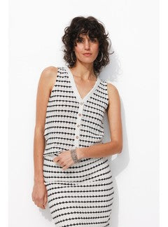 Gilet sans Manches Femme - Noir Raye