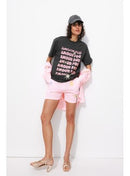 T-shirt à Message Femme - Gris Imprime