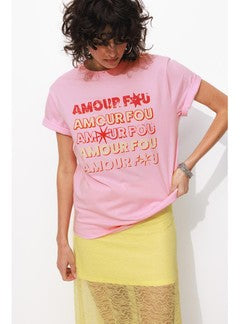 T-shirt à Message Femme - Rose Imprime