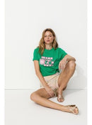 T-shirt à Message Femme - Vert Imprime