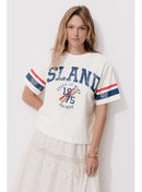 T-shirt Campus Oversize Femme - Naturel Imprime