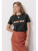 T-shirt à Message Femme - Gris Imprime
