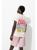 T-shirt à Message Dos Femme - Naturel Imprime