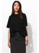 T-shirt Uni Évasé Femme - Noir Uni Fonce