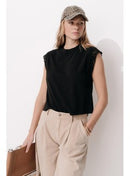 T-shirt sans Manches Femme - Noir Uni Fonce