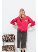 Sweat-shirt à Message Femme - Rose Uni Colore