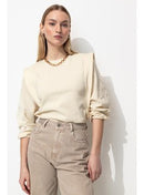Sweat-shirt Épaulé Femme - Naturel Uni Clair