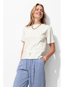 T-shirt Col Rond Femme - Naturel Uni Clair