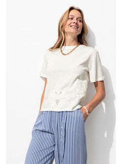 T-shirt Col Rond Femme - Naturel Uni Clair