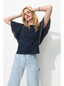 T-shirt à Manches Papillon - Bleu Uni Fonce